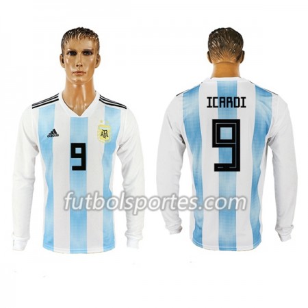 Camisetas Argentina Icardi 9 Primera Equipacion Mundial 2018 Manga Larga
